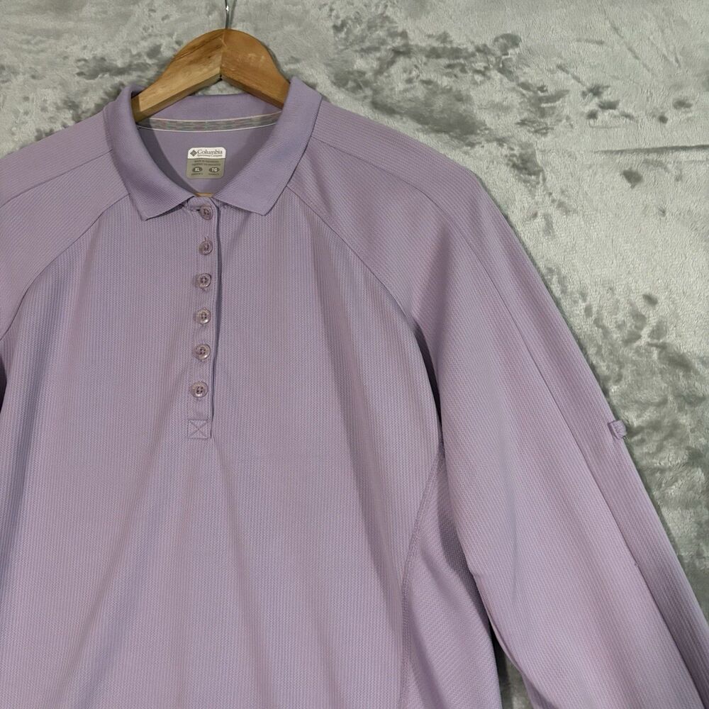 Columbia Omni-Wick Long Sleeve Polo Shirt XL Lavender Purple Performance Golf